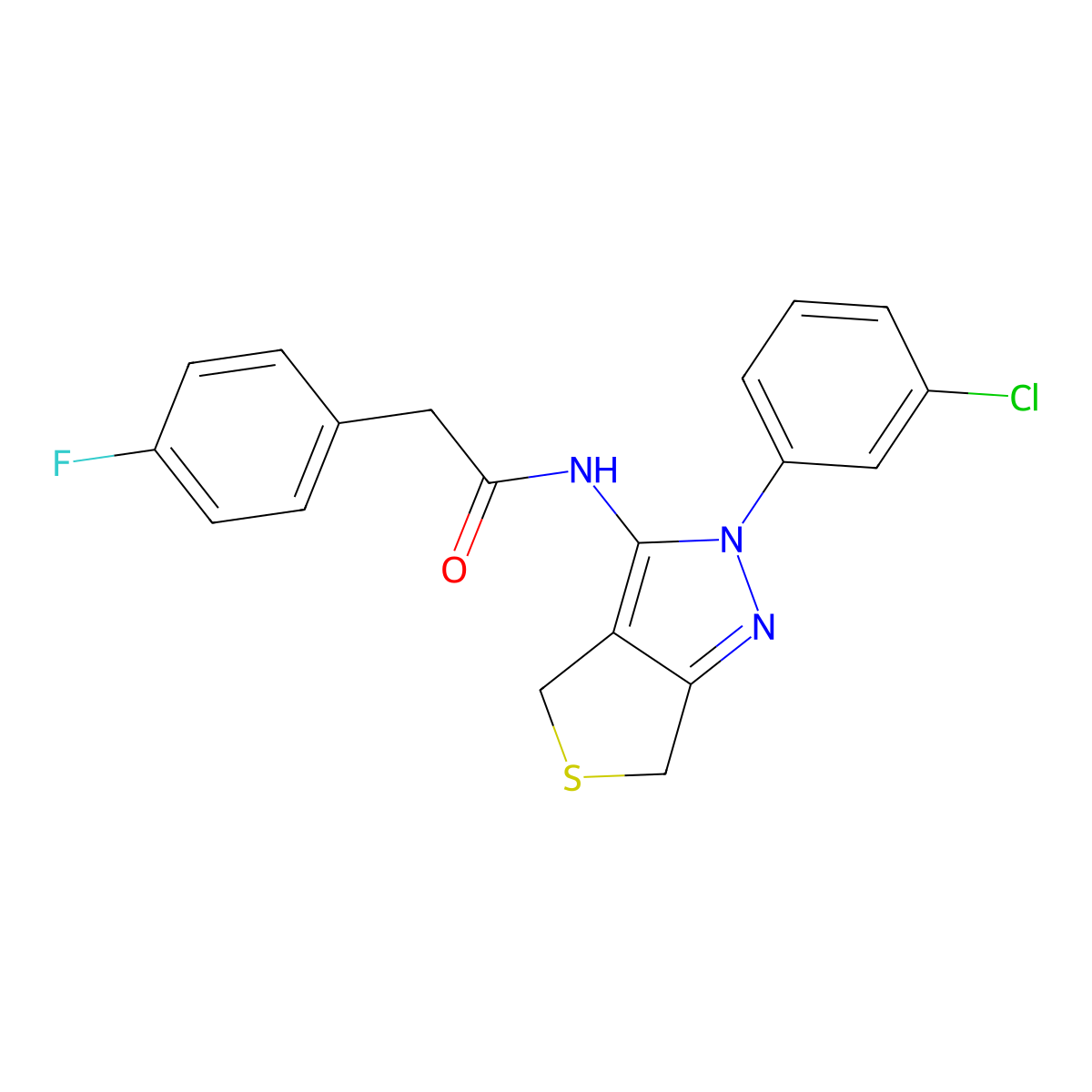 N-(2-(3-chlorophenyl)-4,6-dihydro-2H-thieno[3,4-c]pyrazol-3-yl)-2-(4-fluorophenyl)acetamide molecular structure, CAS 450341-04-5