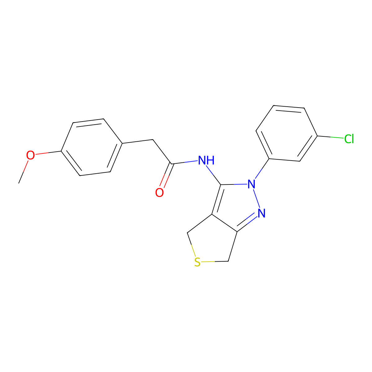 N-[2-(3-chlorophenyl)-4,6-dihydrothieno[3,4-c]pyrazol-3-yl]-2-(4-methoxyphenyl)acetamide molecular structure, CAS 450341-05-6