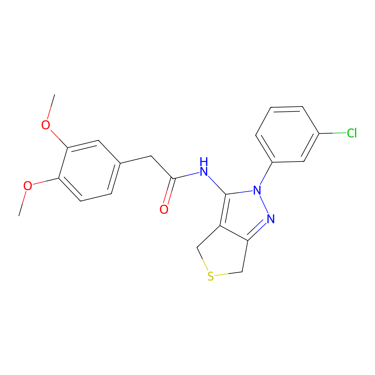 N-[2-(3-chlorophenyl)-4,6-dihydrothieno[3,4-c]pyrazol-3-yl]-2-(3,4-dimethoxyphenyl)acetamide molecular structure, CAS 450341-06-7