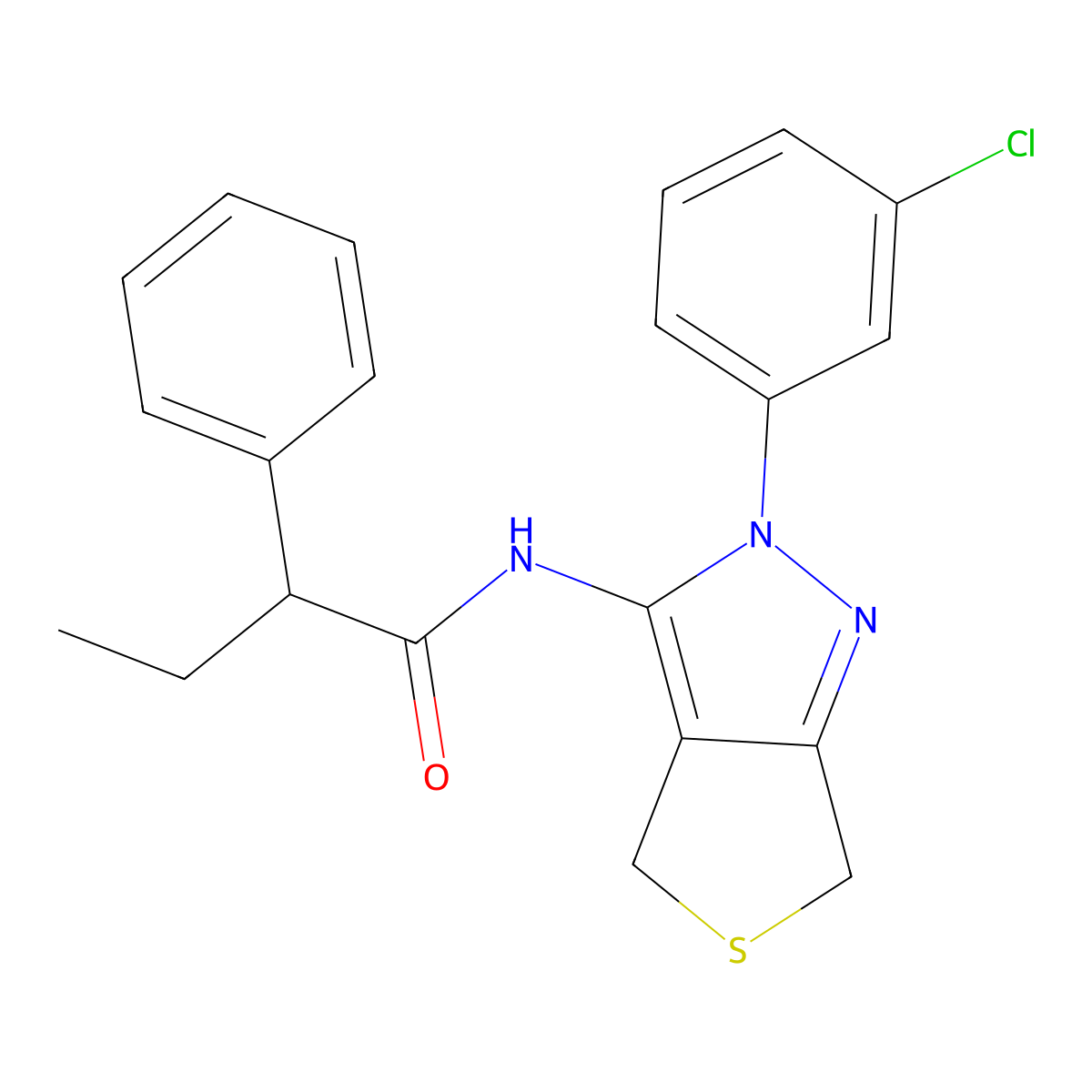 N-[2-(3-chlorophenyl)-4,6-dihydrothieno[3,4-c]pyrazol-3-yl]-2-phenylbutanamide molecular structure, CAS 450341-07-8