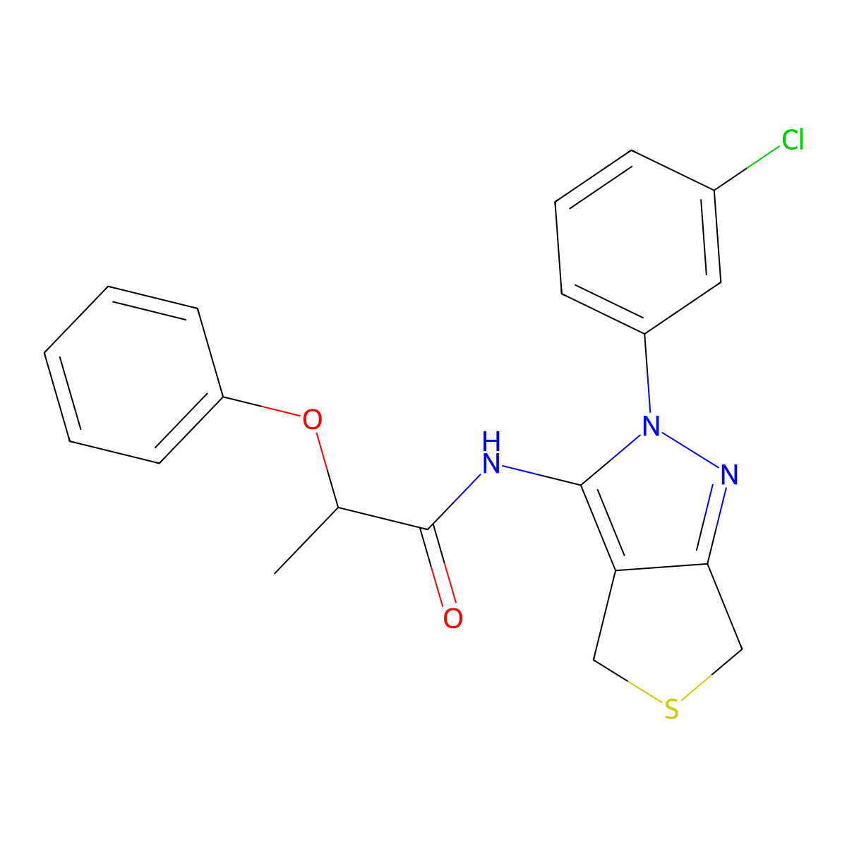 N-(2-(3-chlorophenyl)-4,6-dihydro-2H-thieno[3,4-c]pyrazol-3-yl)-2-phenoxypropanamide molecular structure, CAS 450341-11-4