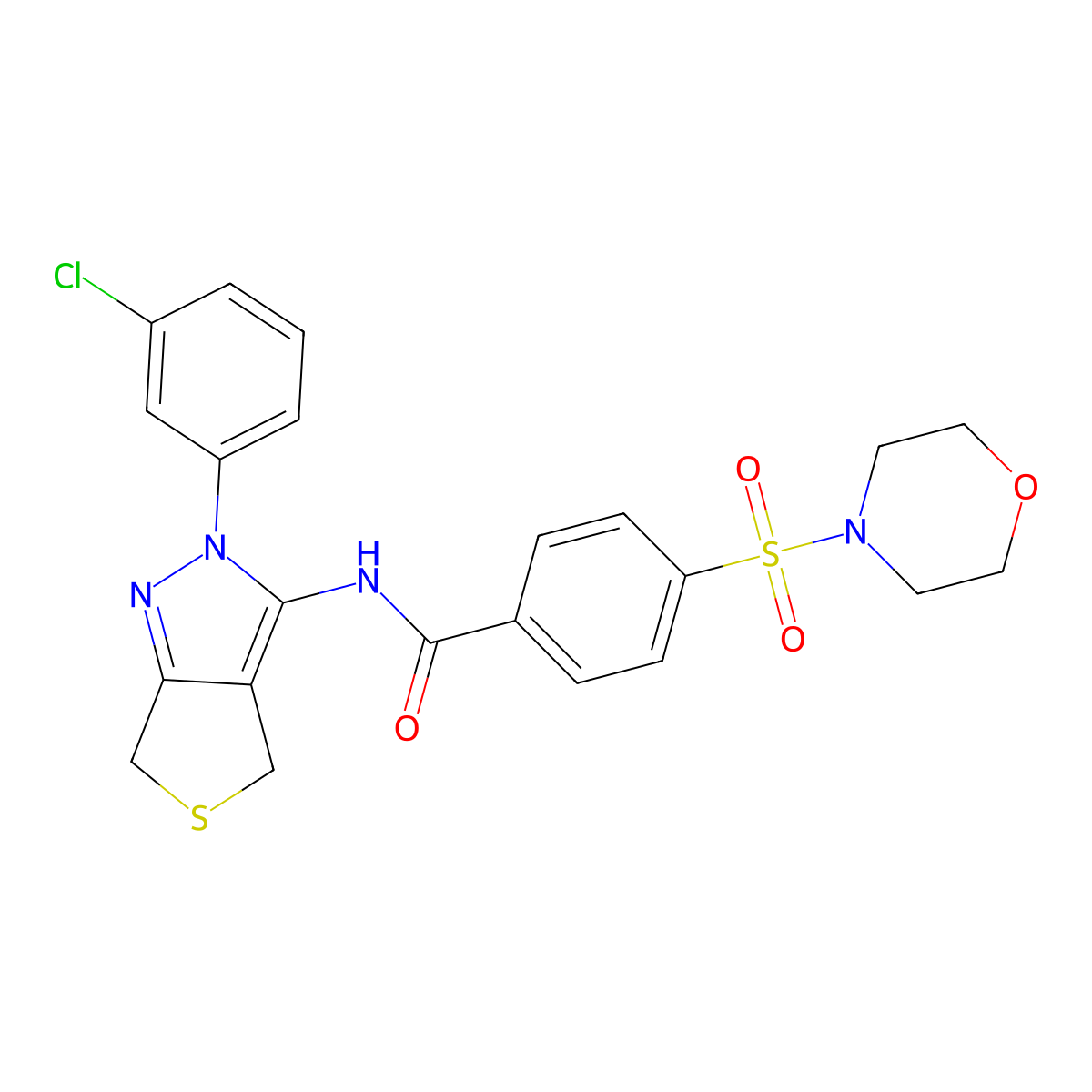 N-(2-(3-chlorophenyl)-4,6-dihydro-2H-thieno[3,4-c]pyrazol-3-yl)-4-(morpholinosulfonyl)benzamide molecular structure, CAS 450341-19-2