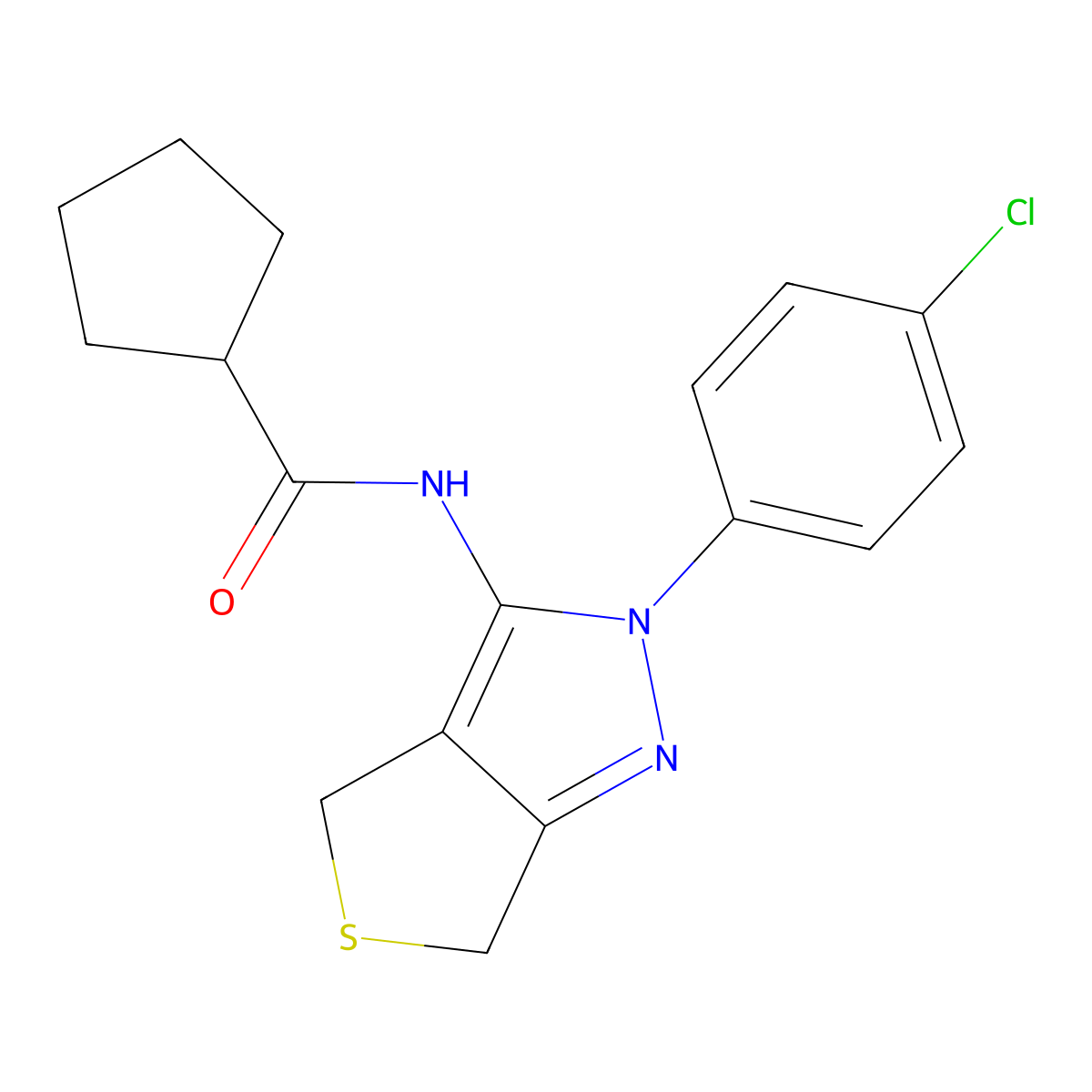 N-[2-(4-chlorophenyl)-4,6-dihydrothieno[3,4-c]pyrazol-3-yl]cyclopentanecarboxamide molecular structure, CAS 450341-21-6