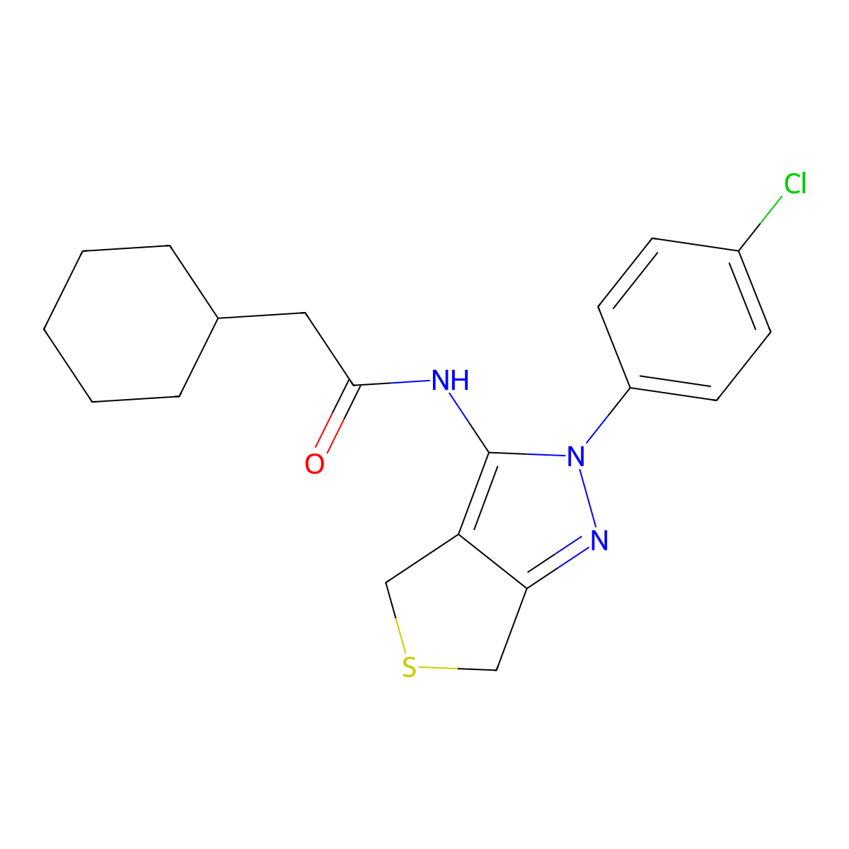 N-[2-(4-chlorophenyl)-4,6-dihydrothieno[3,4-c]pyrazol-3-yl]-2-cyclohexylacetamide molecular structure, CAS 450341-23-8