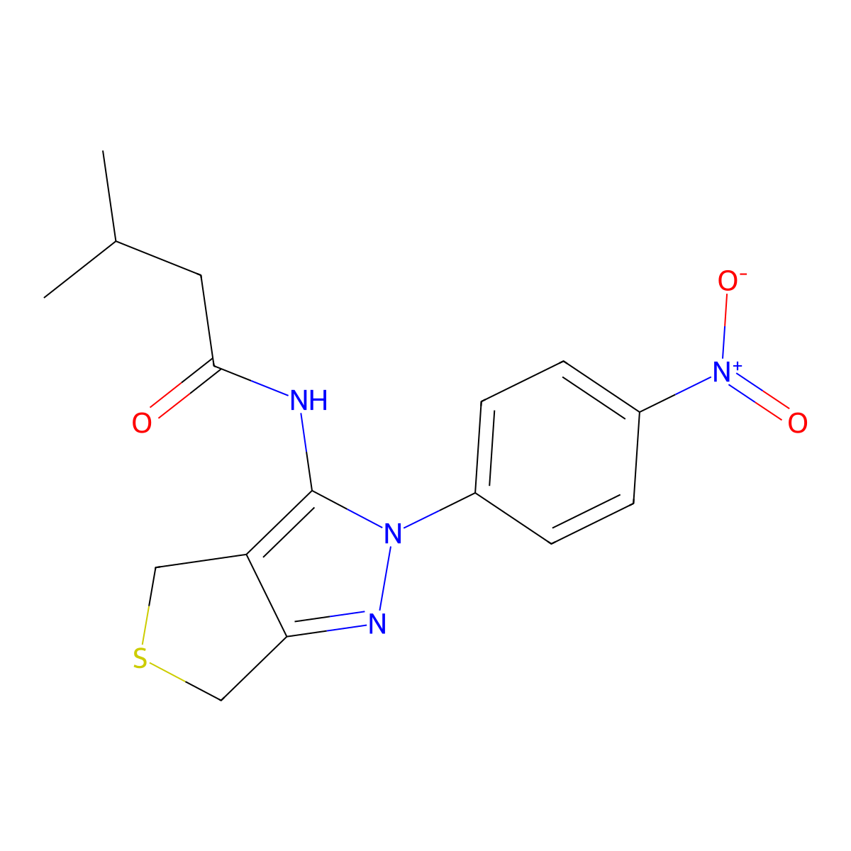 3-methyl-N-[2-(4-nitrophenyl)-4,6-dihydrothieno[3,4-c]pyrazol-3-yl]butanamide molecular structure, CAS 450341-32-9