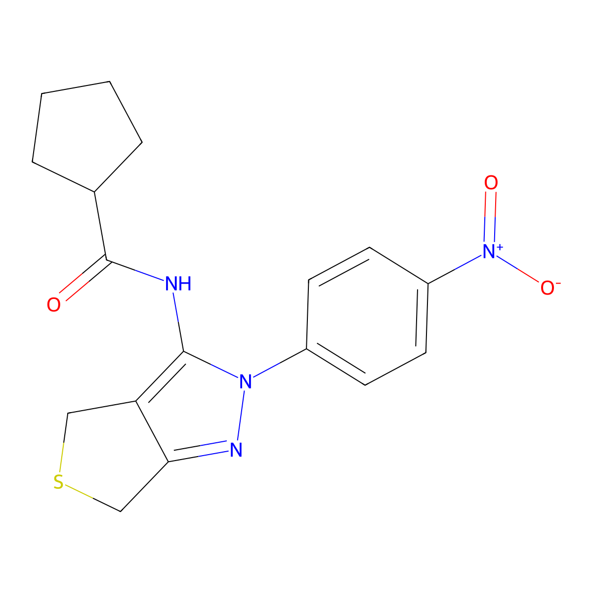 N-(2-(4-nitrophenyl)-4,6-dihydro-2H-thieno[3,4-c]pyrazol-3-yl)cyclopentanecarboxamide molecular structure, CAS 450341-33-0