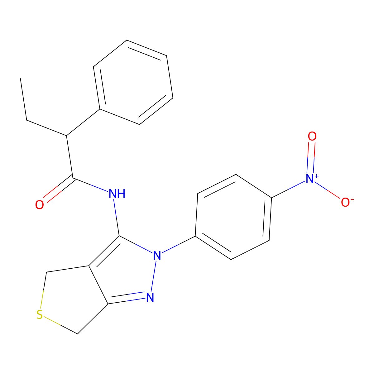 N-[2-(4-nitrophenyl)-4,6-dihydrothieno[3,4-c]pyrazol-3-yl]-2-phenylbutanamide molecular structure, CAS 450342-57-1