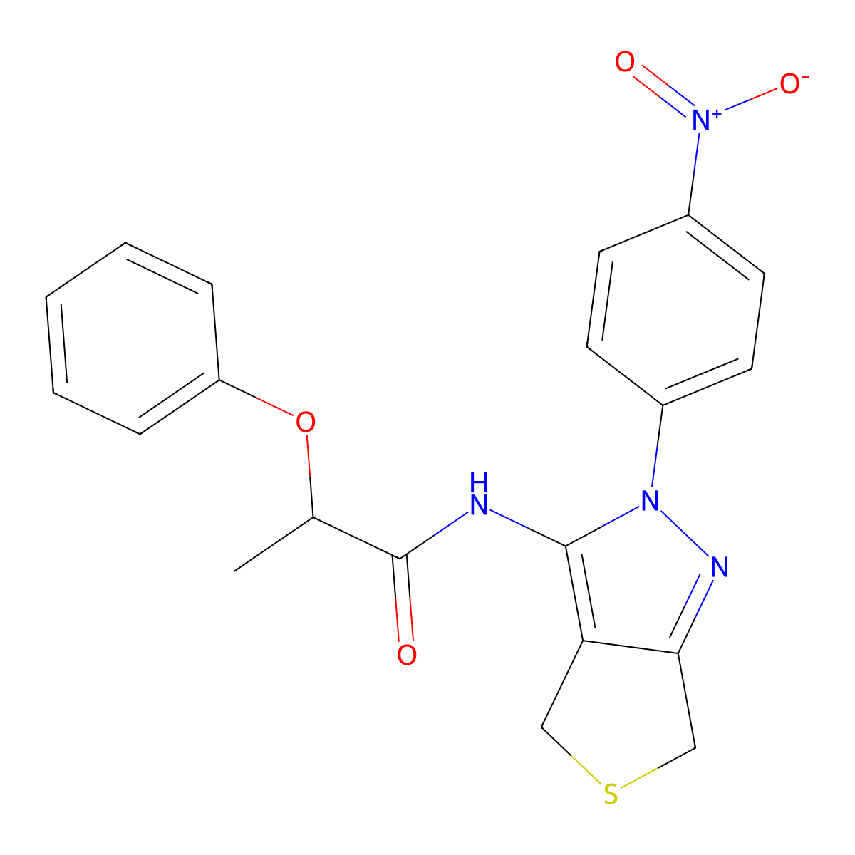 N-[2-(4-nitrophenyl)-4,6-dihydrothieno[3,4-c]pyrazol-3-yl]-2-phenoxypropanamide molecular structure, CAS 450342-58-2