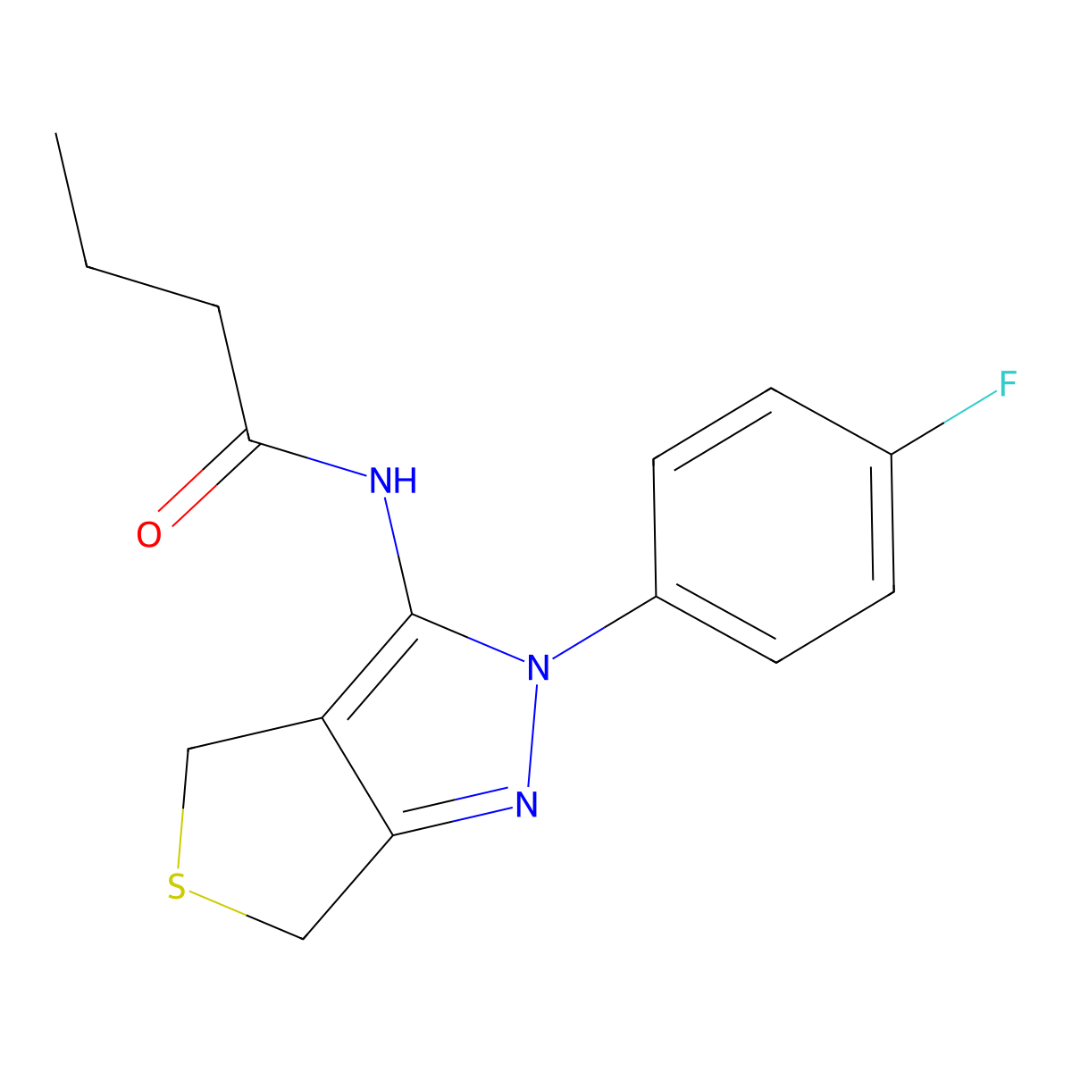 N-[2-(4-fluorophenyl)-4,6-dihydrothieno[3,4-c]pyrazol-3-yl]butanamide molecular structure, CAS 450342-63-9