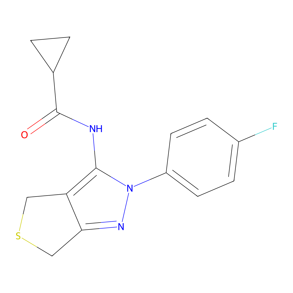 N-[2-(4-fluorophenyl)-4,6-dihydrothieno[3,4-c]pyrazol-3-yl]cyclopropanecarboxamide molecular structure, CAS 450342-70-8