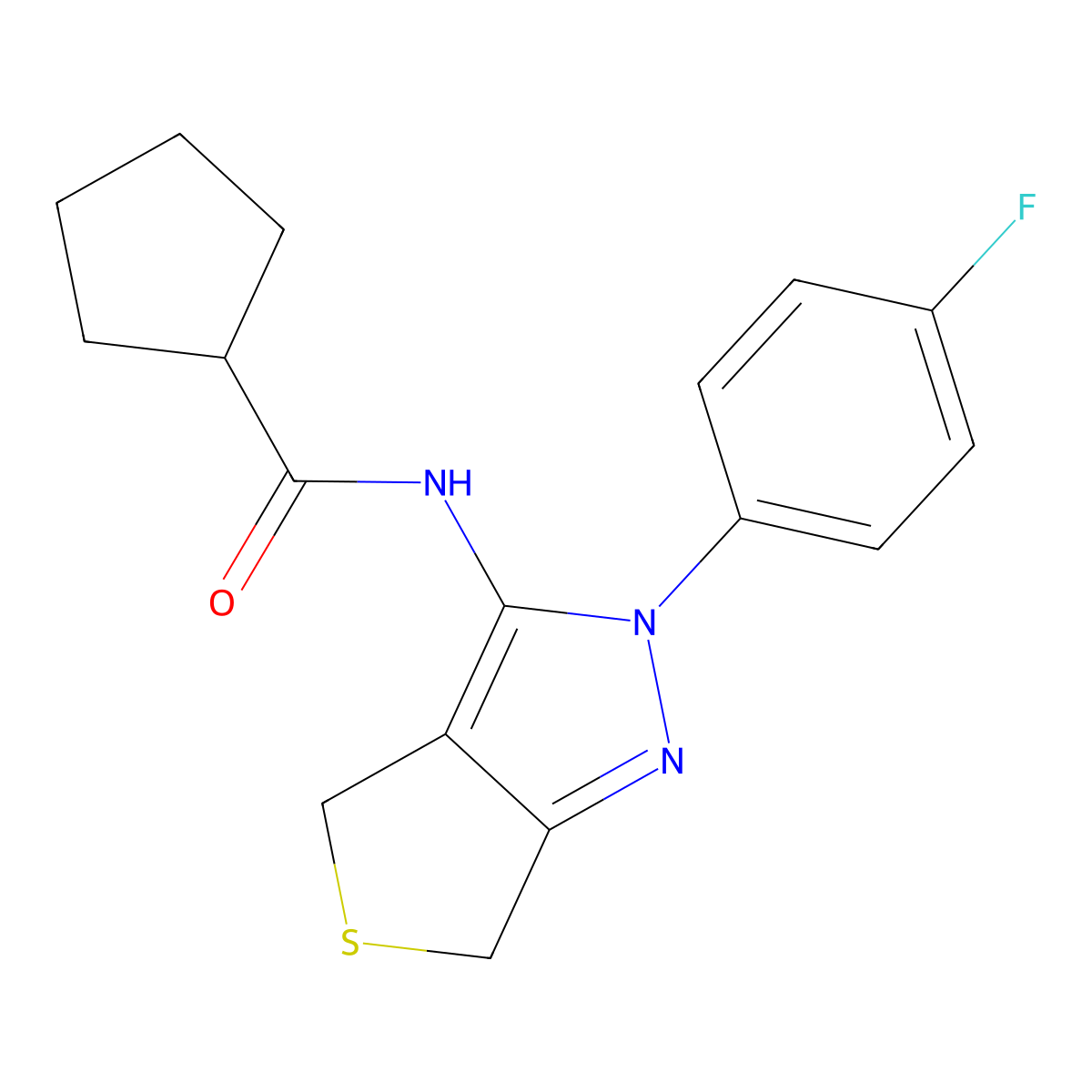 N-(2-(4-fluorophenyl)-4,6-dihydro-2H-thieno[3,4-c]pyrazol-3-yl)cyclopentanecarboxamide molecular structure, CAS 450342-71-9