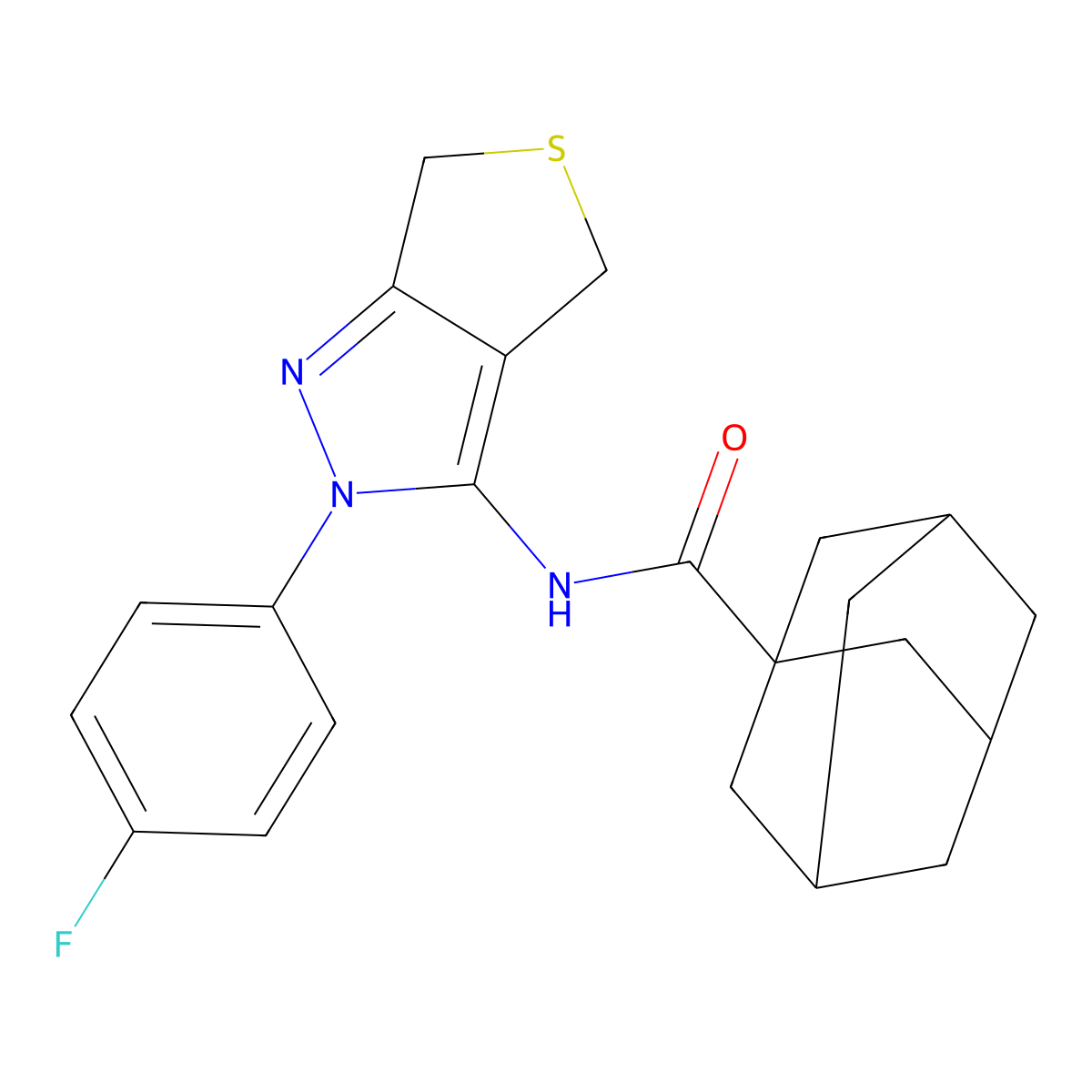N-[2-(4-fluorophenyl)-4,6-dihydrothieno[3,4-c]pyrazol-3-yl]adamantane-1-carboxamide molecular structure, CAS 450342-77-5