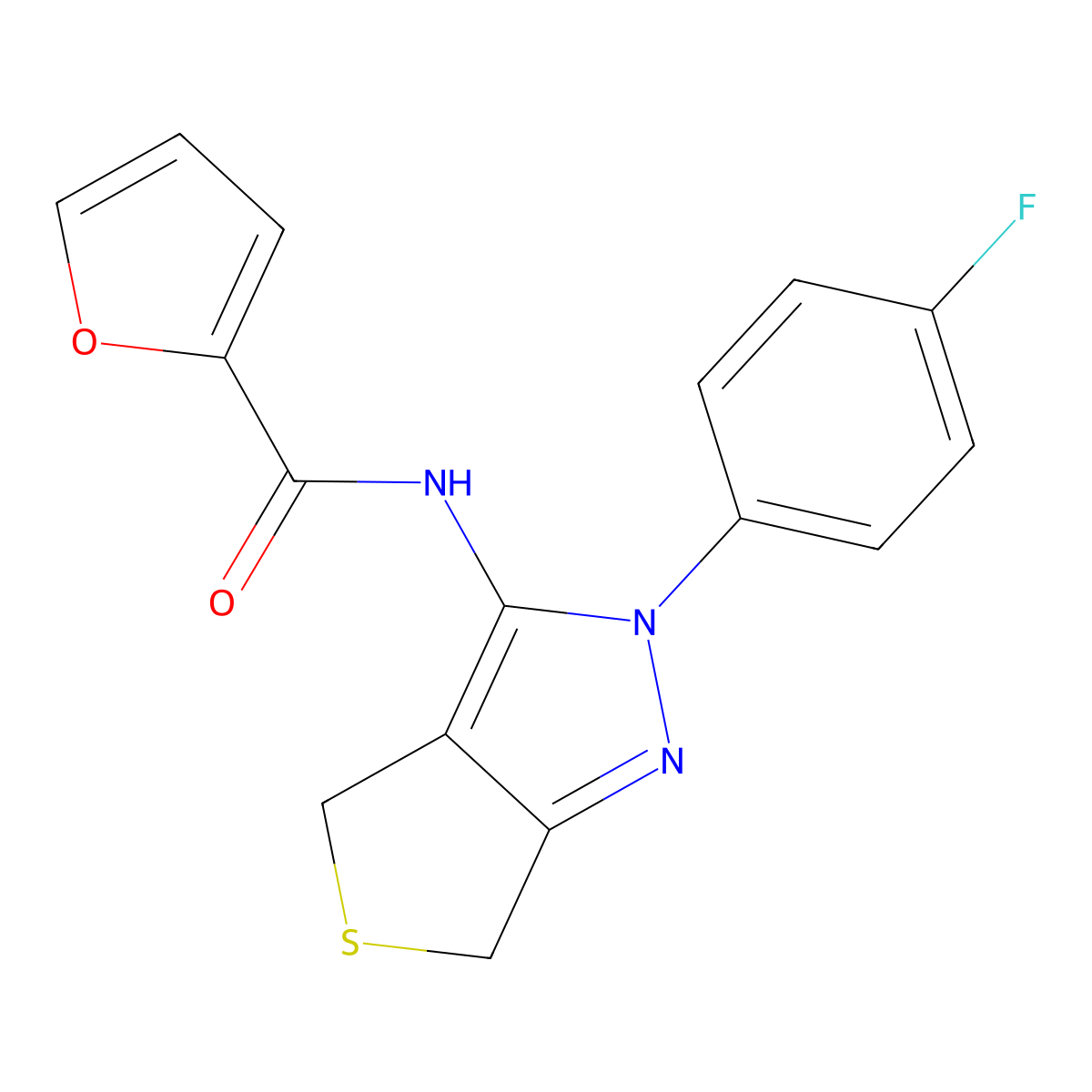 N-(2-(4-fluorophenyl)-4,6-dihydro-2H-thieno[3,4-c]pyrazol-3-yl)furan-2-carboxamide molecular structure, CAS 450342-78-6