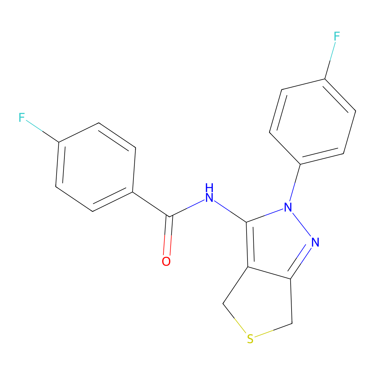 4-fluoro-N-(2-(4-fluorophenyl)-4,6-dihydro-2H-thieno[3,4-c]pyrazol-3-yl)benzamide molecular structure, CAS 450342-94-6