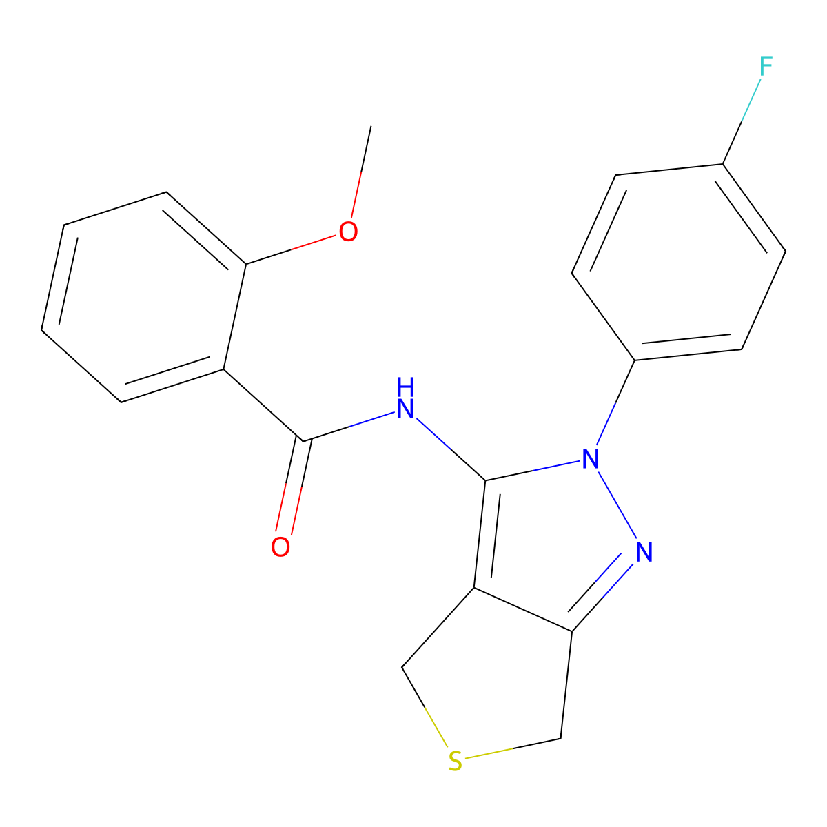 N-(2-(4-fluorophenyl)-4,6-dihydro-2H-thieno[3,4-c]pyrazol-3-yl)-2-methoxybenzamide molecular structure, CAS 450342-95-7