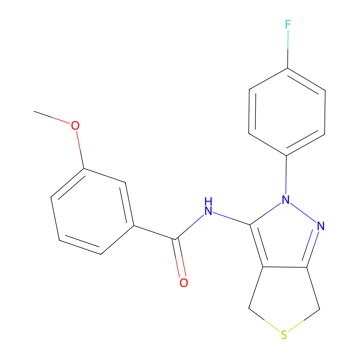 N-(2-(4-fluorophenyl)-4,6-dihydro-2H-thieno[3,4-c]pyrazol-3-yl)-3-methoxybenzamide molecular structure, CAS 450342-96-8