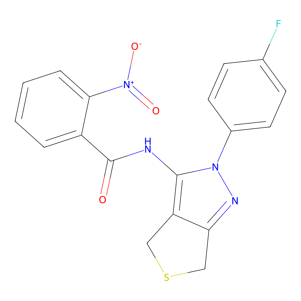 N-(2-(4-fluorophenyl)-4,6-dihydro-2H-thieno[3,4-c]pyrazol-3-yl)-2-nitrobenzamide molecular structure, CAS 450343-00-7