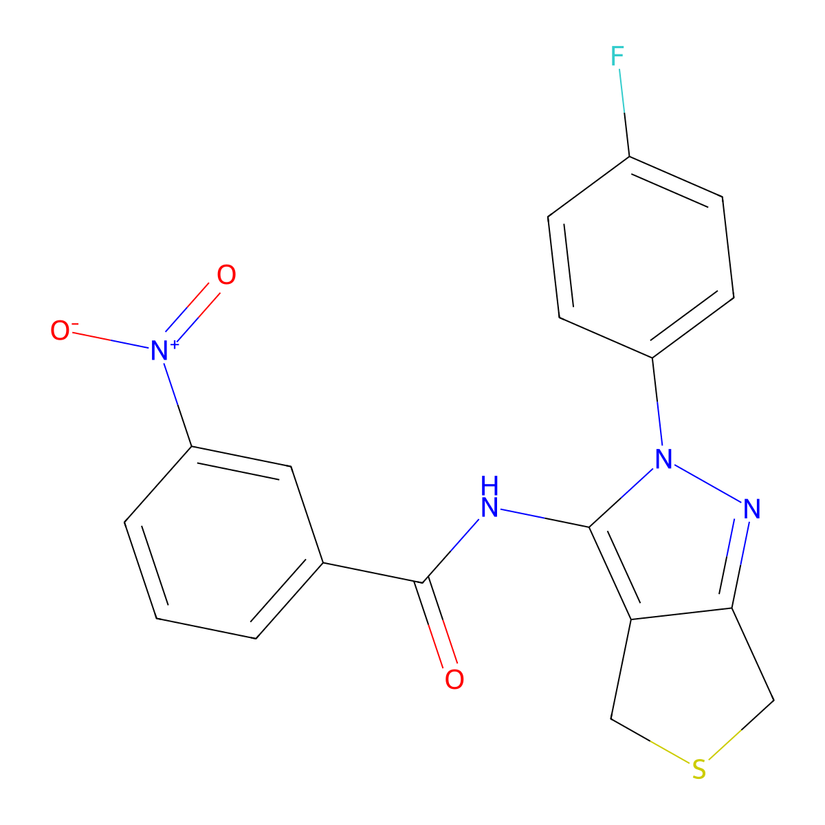 N-(2-(4-fluorophenyl)-4,6-dihydro-2H-thieno[3,4-c]pyrazol-3-yl)-3-nitrobenzamide molecular structure, CAS 450343-01-8