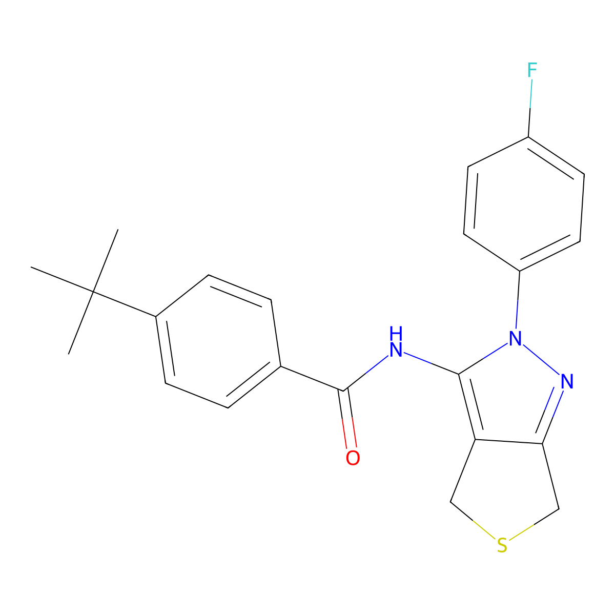 4-tert-butyl-N-[2-(4-fluorophenyl)-4,6-dihydrothieno[3,4-c]pyrazol-3-yl]benzamide molecular structure, CAS 450343-05-2