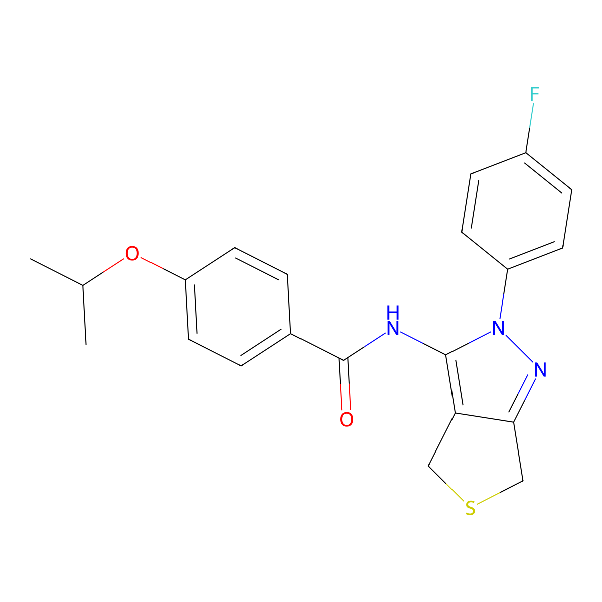 N-(2-(4-fluorophenyl)-4,6-dihydro-2H-thieno[3,4-c]pyrazol-3-yl)-4-isopropoxybenzamide molecular structure, CAS 450343-07-4