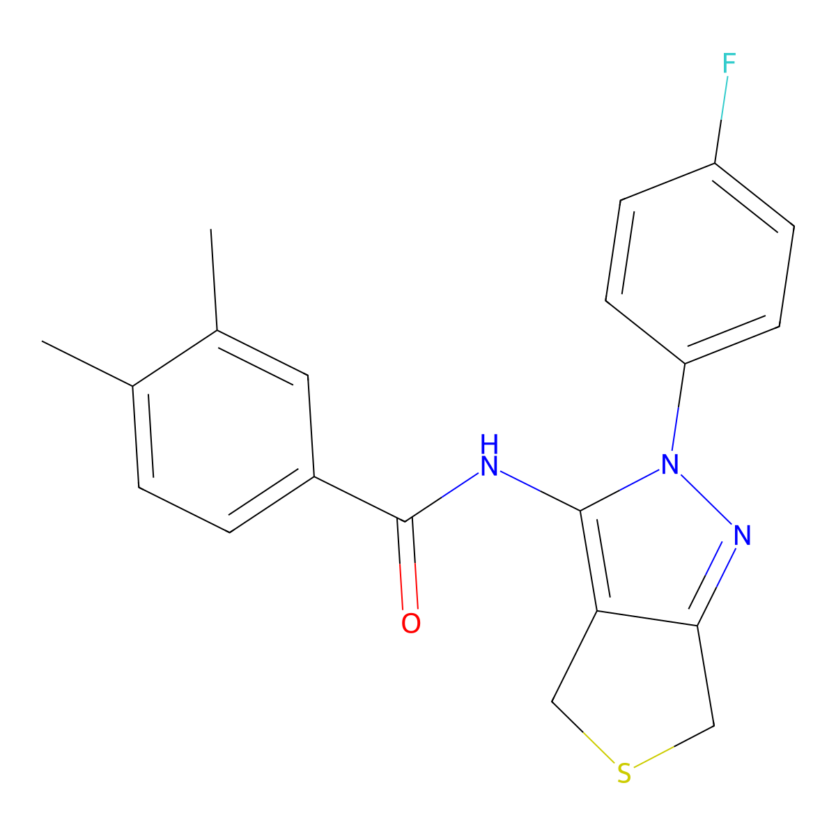 N-[2-(4-fluorophenyl)-4,6-dihydrothieno[3,4-c]pyrazol-3-yl]-3,4-dimethylbenzamide molecular structure, CAS 450343-09-6