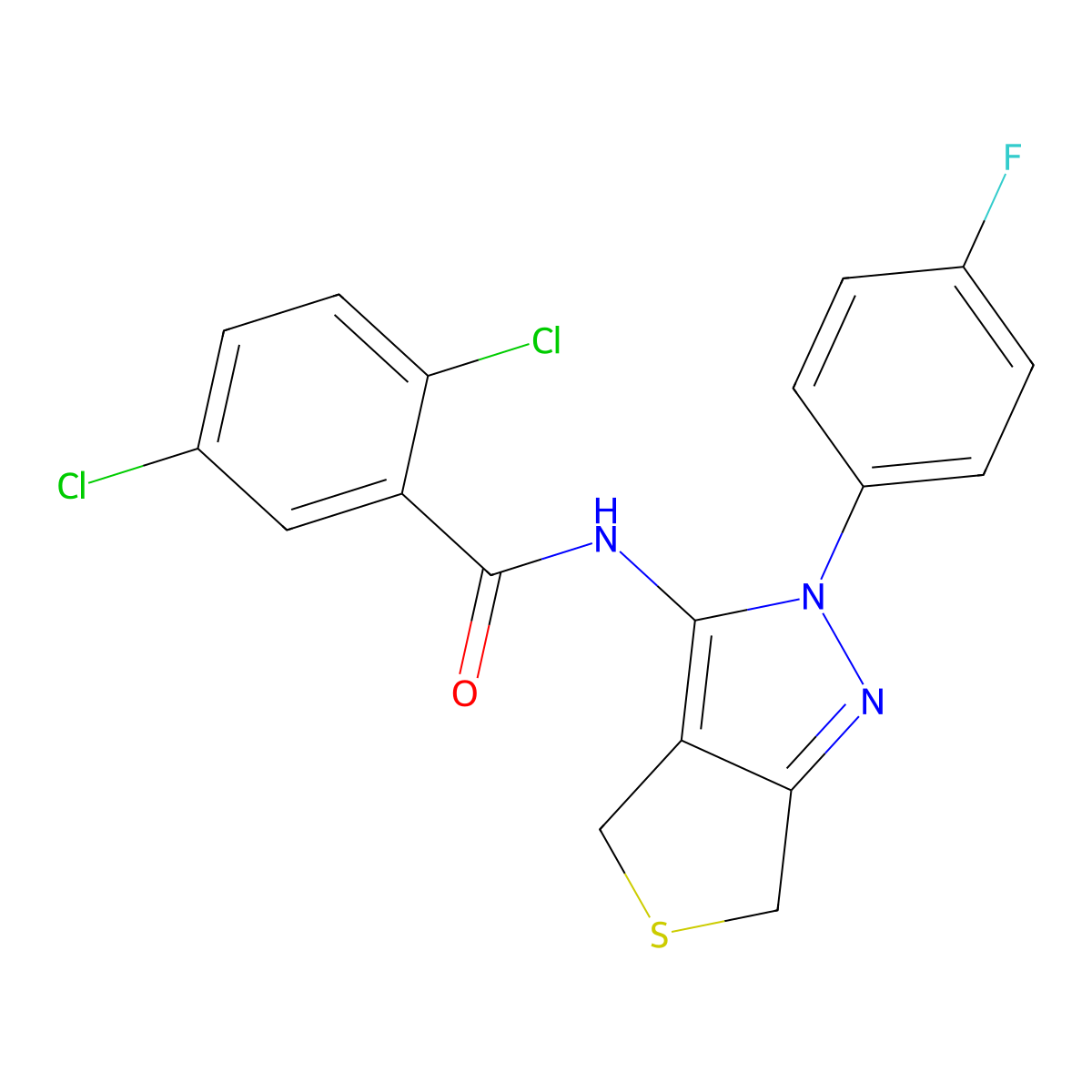 2,5-dichloro-N-(2-(4-fluorophenyl)-4,6-dihydro-2H-thieno[3,4-c]pyrazol-3-yl)benzamide molecular structure, CAS 450343-10-9