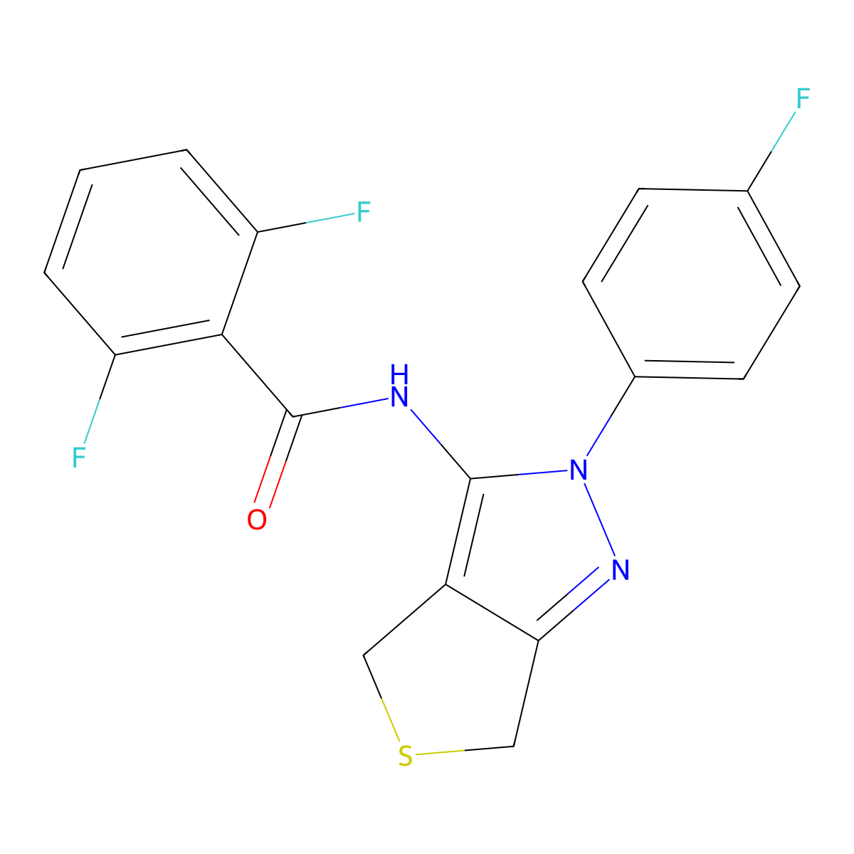 2,6-difluoro-N-[2-(4-fluorophenyl)-4,6-dihydrothieno[3,4-c]pyrazol-3-yl]benzamide molecular structure, CAS 450343-12-1