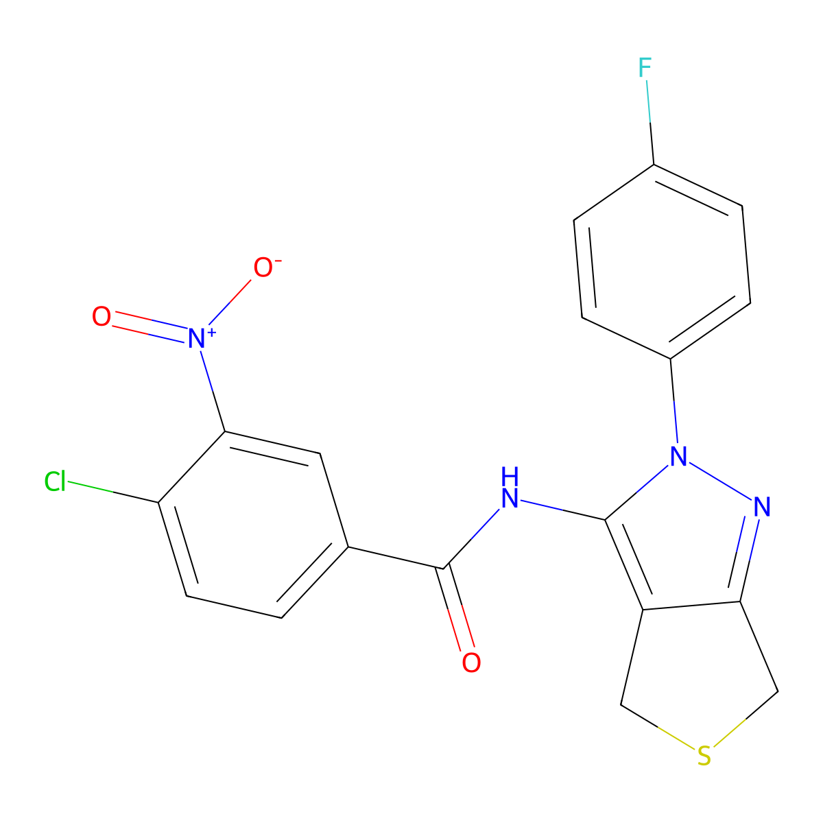 4-chloro-N-[2-(4-fluorophenyl)-4,6-dihydrothieno[3,4-c]pyrazol-3-yl]-3-nitrobenzamide molecular structure, CAS 450343-18-7