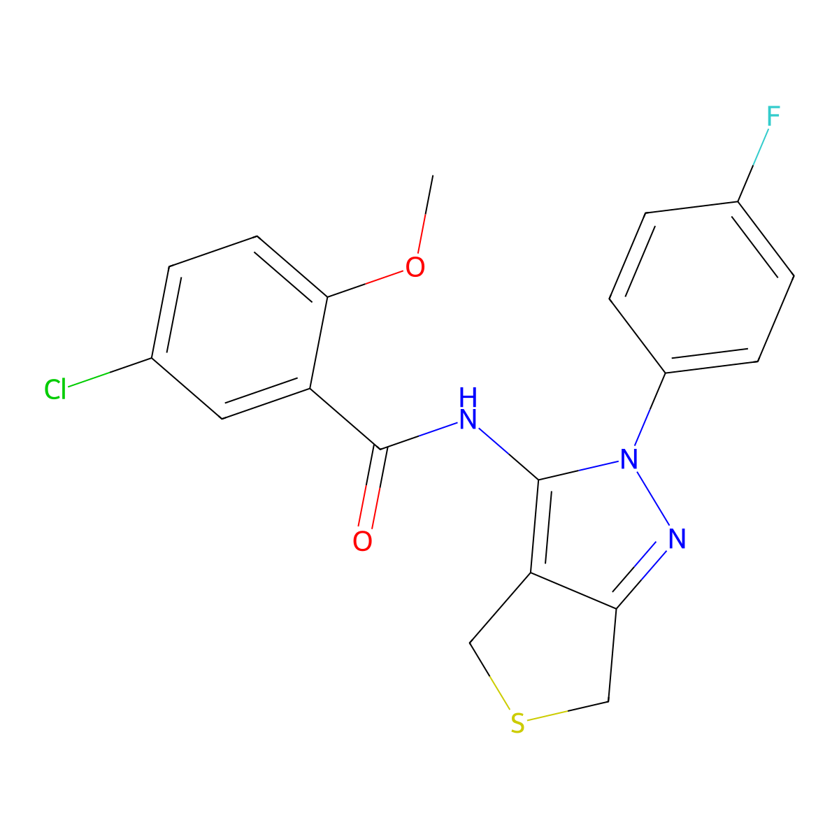 5-chloro-N-(2-(4-fluorophenyl)-4,6-dihydro-2H-thieno[3,4-c]pyrazol-3-yl)-2-methoxybenzamide molecular structure, CAS 450343-20-1