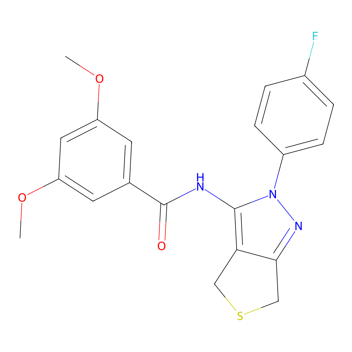 N-[2-(4-fluorophenyl)-4,6-dihydrothieno[3,4-c]pyrazol-3-yl]-3,5-dimethoxybenzamide molecular structure, CAS 450343-21-2