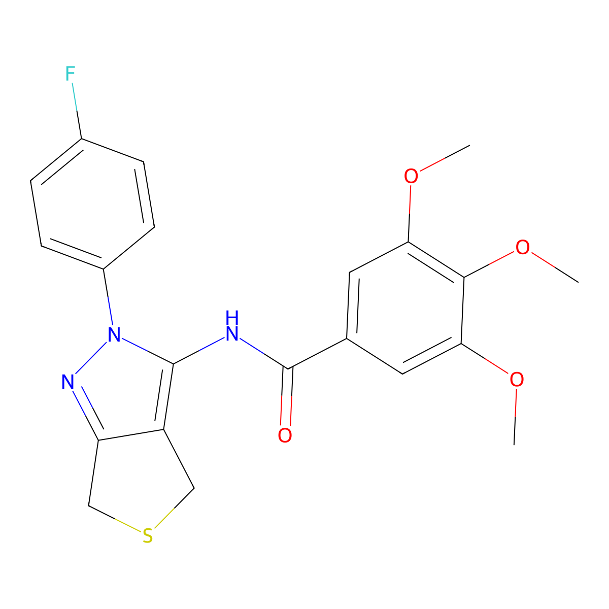 N-(2-(4-fluorophenyl)-4,6-dihydro-2H-thieno[3,4-c]pyrazol-3-yl)-3,4,5-trimethoxybenzamide molecular structure, CAS 450343-23-4
