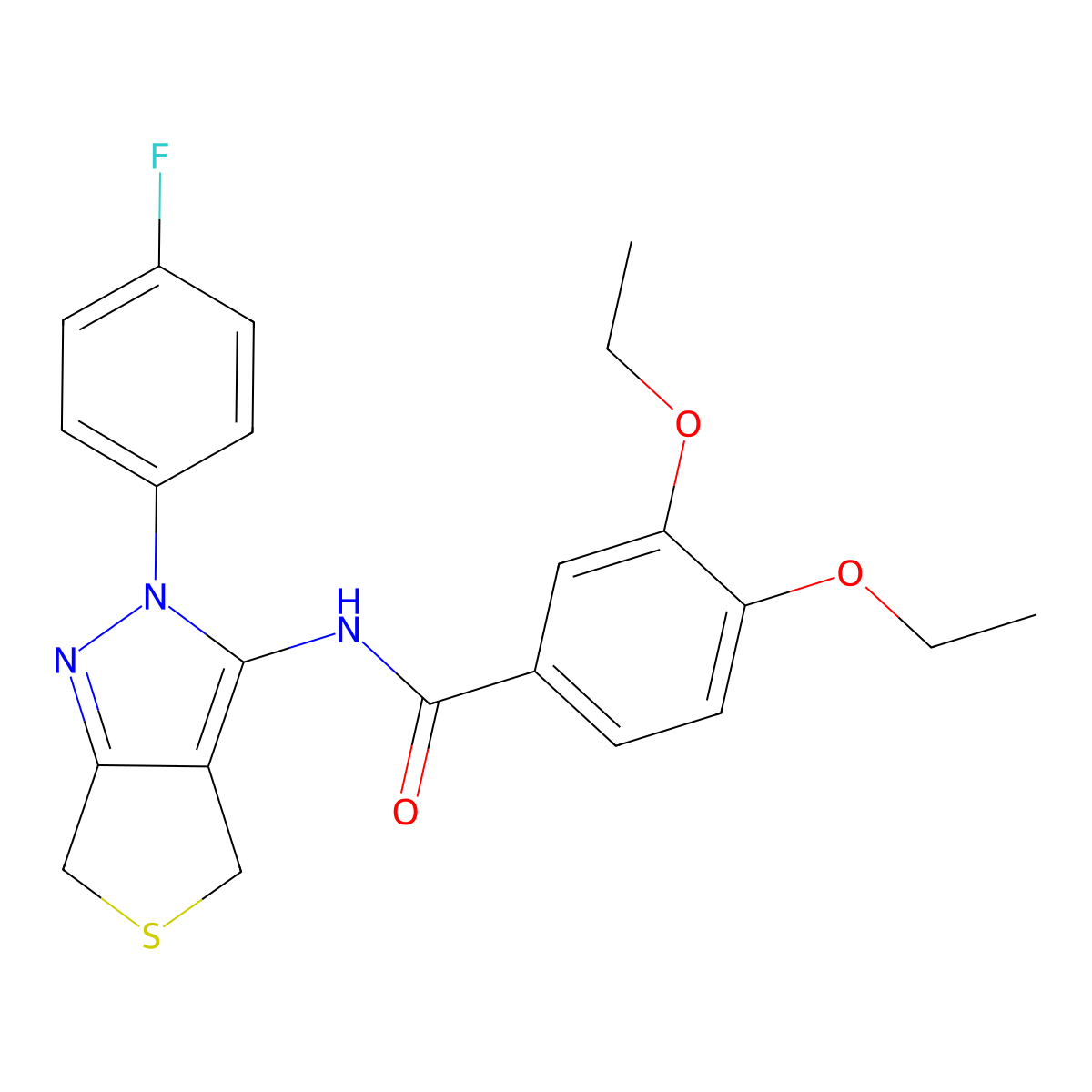3,4-diethoxy-N-(2-(4-fluorophenyl)-4,6-dihydro-2H-thieno[3,4-c]pyrazol-3-yl)benzamide molecular structure, CAS 450343-26-7