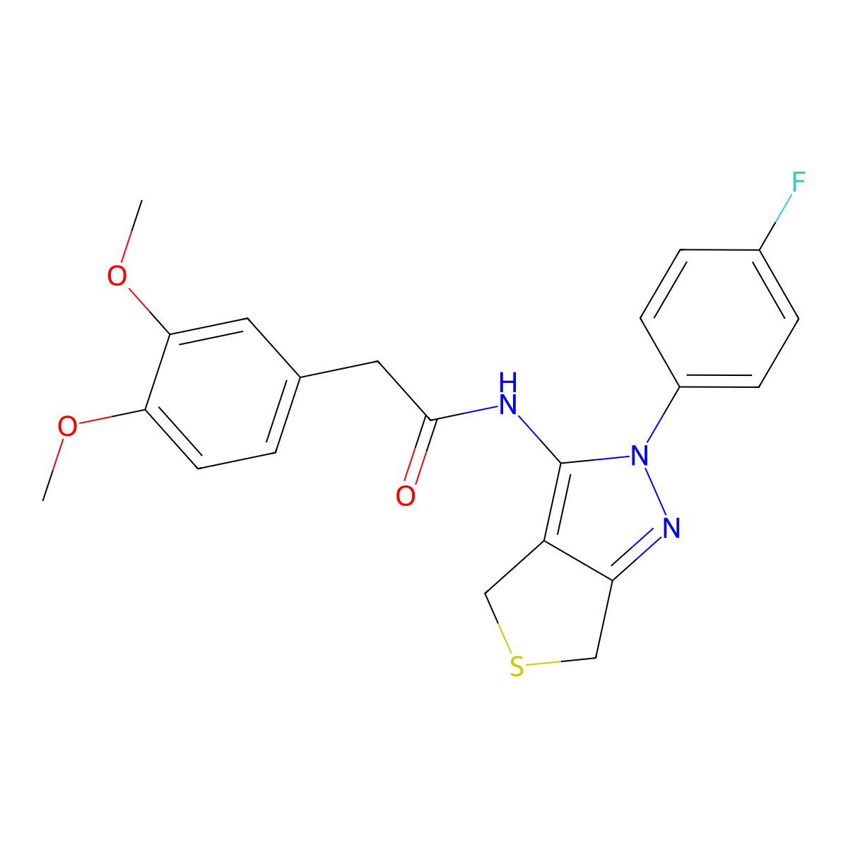 2-(3,4-dimethoxyphenyl)-N-[2-(4-fluorophenyl)-4,6-dihydrothieno[3,4-c]pyrazol-3-yl]acetamide molecular structure, CAS 450343-32-5