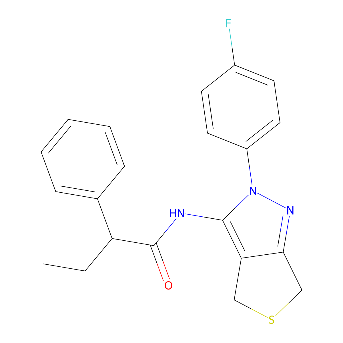 N-(2-(4-fluorophenyl)-4,6-dihydro-2H-thieno[3,4-c]pyrazol-3-yl)-2-phenylbutanamide molecular structure, CAS 450343-33-6