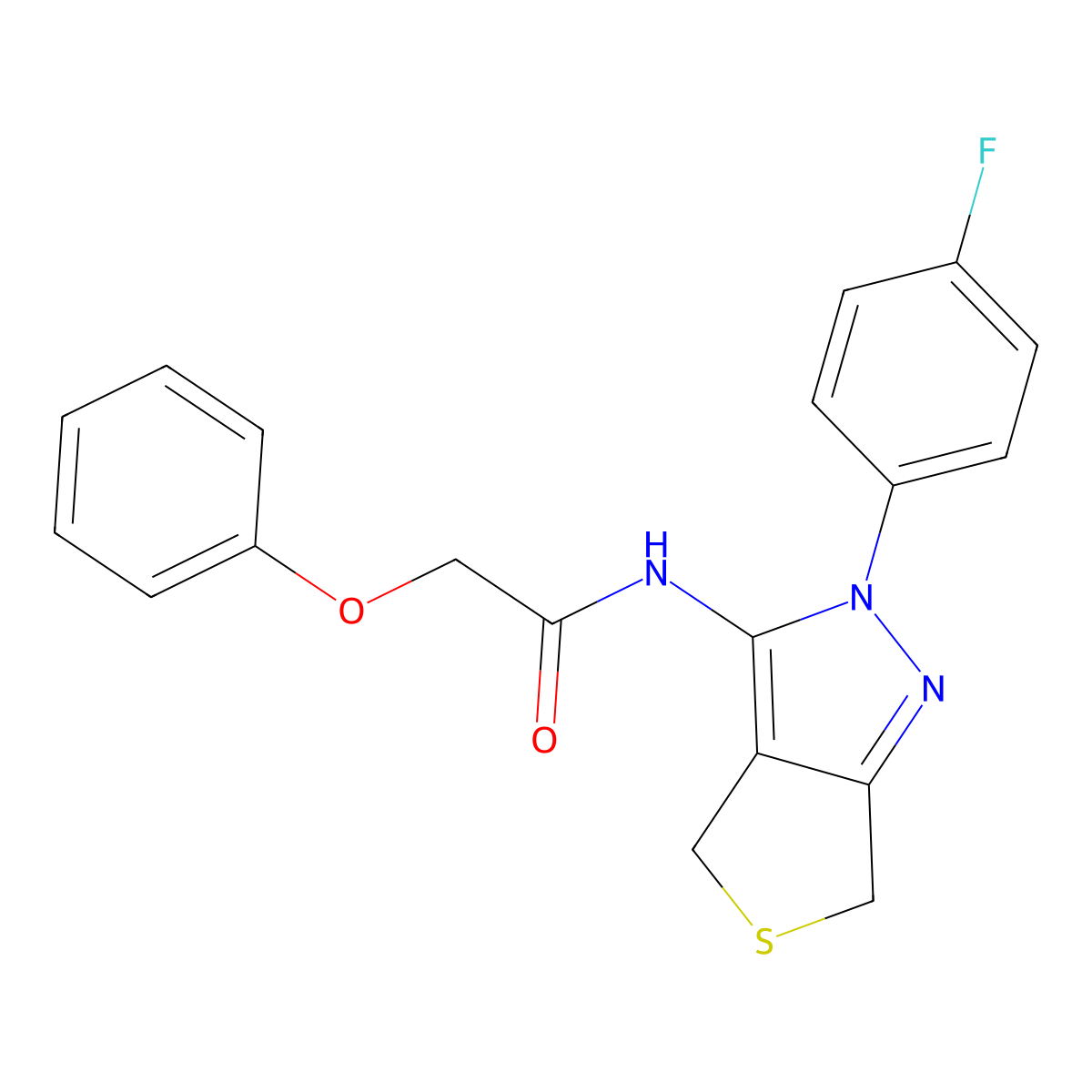 N-[2-(4-fluorophenyl)-4,6-dihydrothieno[3,4-c]pyrazol-3-yl]-2-phenoxyacetamide molecular structure, CAS 450343-36-9
