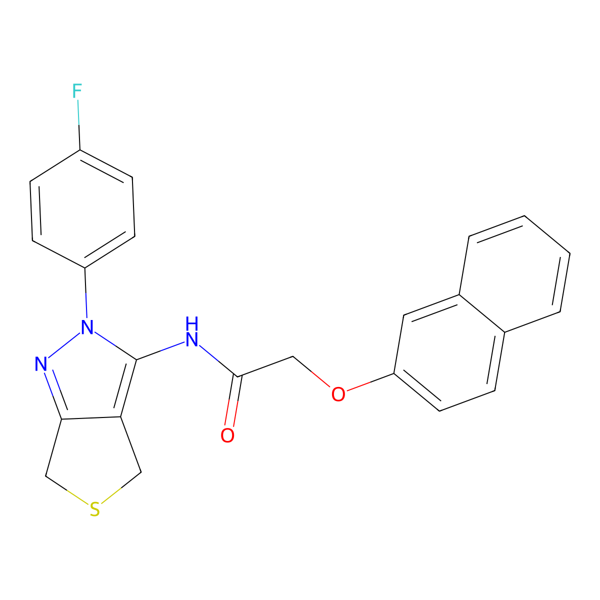 N-(2-(4-fluorophenyl)-4,6-dihydro-2H-thieno[3,4-c]pyrazol-3-yl)-2-(naphthalen-2-yloxy)acetamide molecular structure, CAS 450343-40-5