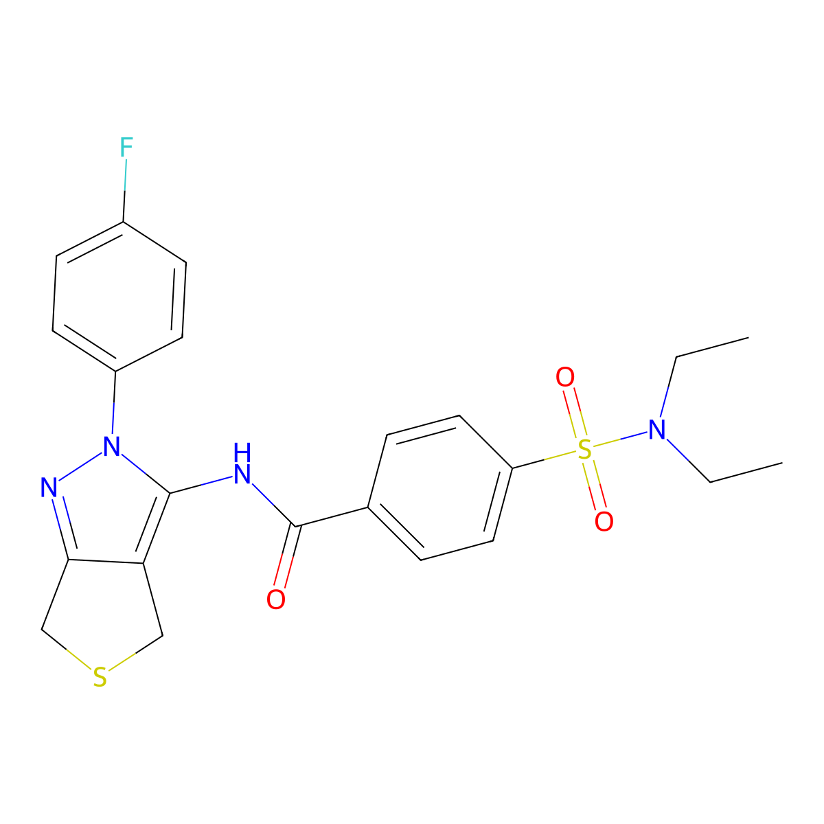 4-(N,N-diethylsulfamoyl)-N-(2-(4-fluorophenyl)-4,6-dihydro-2H-thieno[3,4-c]pyrazol-3-yl)benzamide molecular structure, CAS 450343-48-3
