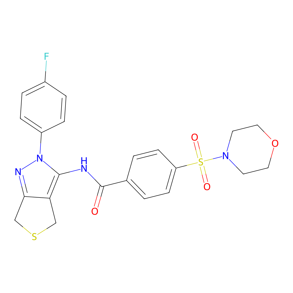 N-[2-(4-fluorophenyl)-2,6-dihydro-4H-thieno[3,4-c]pyrazol-3-yl]-4-(morpholin-4-ylsulfonyl)benzamide molecular structure, CAS 450343-52-9