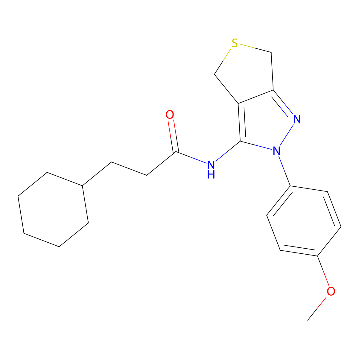 3-cyclohexyl-N-[2-(4-methoxyphenyl)-4,6-dihydrothieno[3,4-c]pyrazol-3-yl]propanamide molecular structure, CAS 450343-58-5
