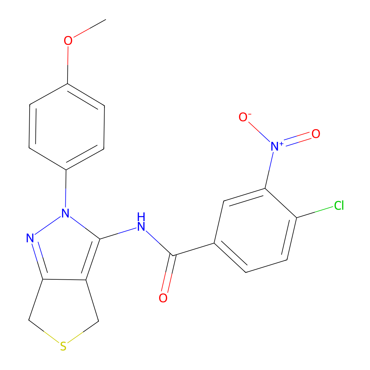 4-chloro-N-(2-(4-methoxyphenyl)-4,6-dihydro-2H-thieno[3,4-c]pyrazol-3-yl)-3-nitrobenzamide molecular structure, CAS 450343-60-9