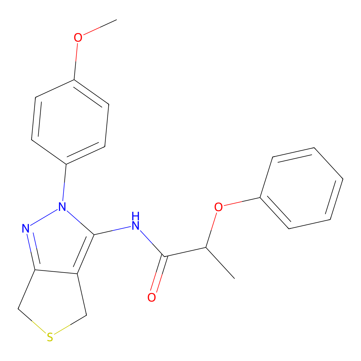N-(2-(4-methoxyphenyl)-4,6-dihydro-2H-thieno[3,4-c]pyrazol-3-yl)-2-phenoxypropanamide molecular structure, CAS 450343-62-1