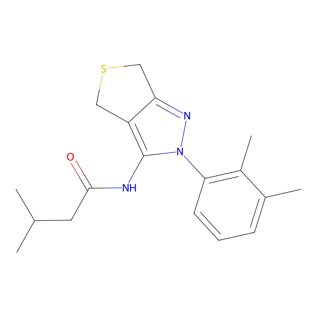N-(2-(2,3-dimethylphenyl)-4,6-dihydro-2H-thieno[3,4-c]pyrazol-3-yl)-3-methylbutanamide molecular structure, CAS 450343-72-3