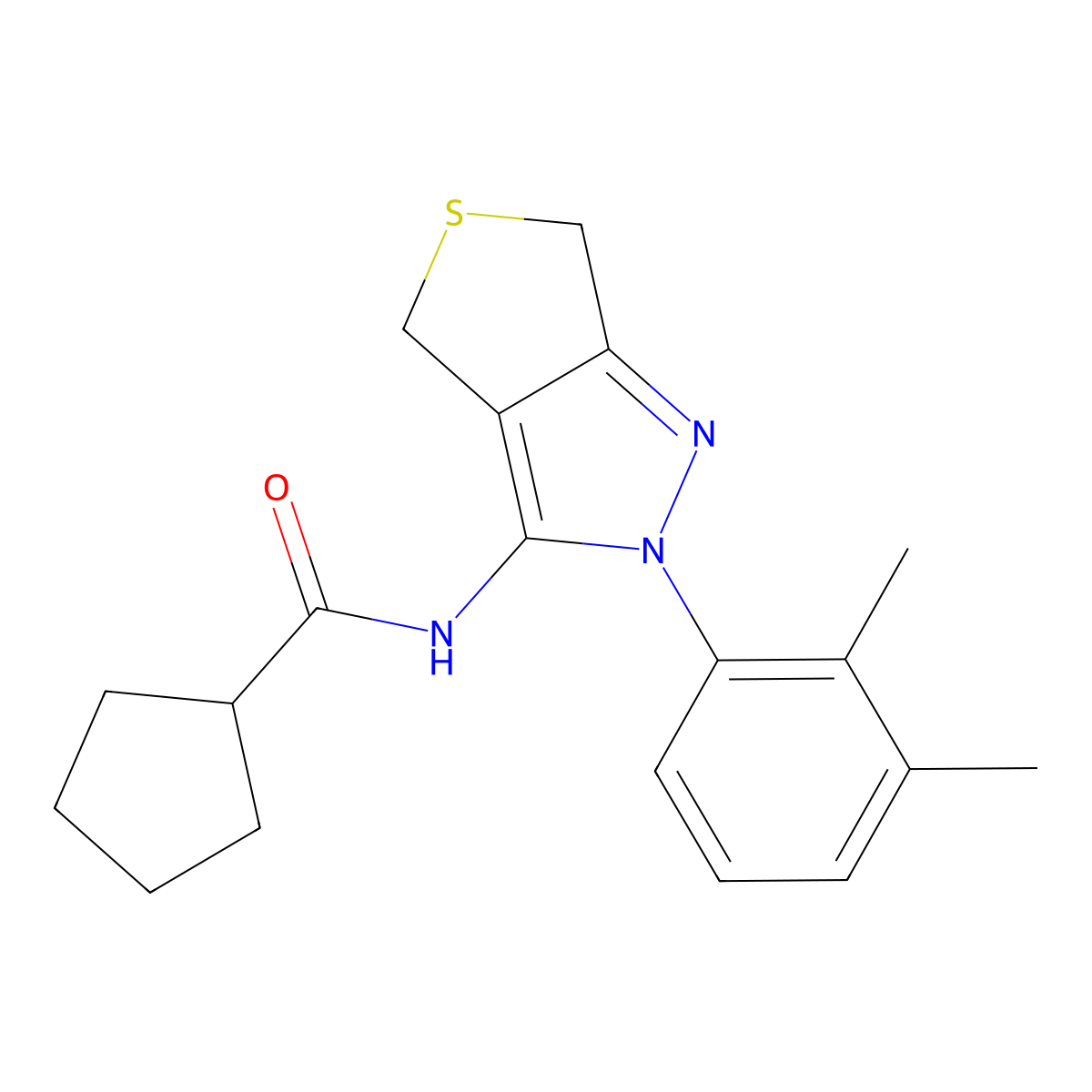 N-(2-(2,3-dimethylphenyl)-4,6-dihydro-2H-thieno[3,4-c]pyrazol-3-yl)cyclopentanecarboxamide molecular structure, CAS 450343-74-5