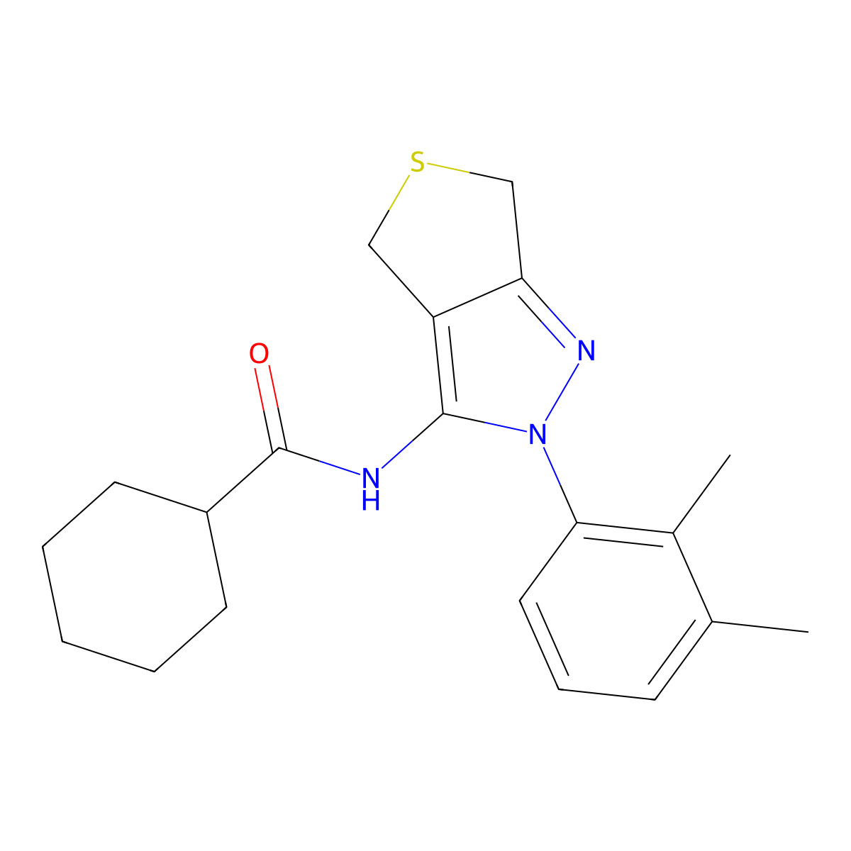 N-(2-(2,3-dimethylphenyl)-4,6-dihydro-2H-thieno[3,4-c]pyrazol-3-yl)cyclohexanecarboxamide molecular structure, CAS 450343-75-6