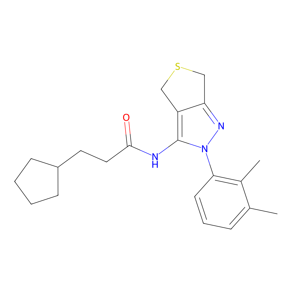 3-cyclopentyl-N-(2-(2,3-dimethylphenyl)-4,6-dihydro-2H-thieno[3,4-c]pyrazol-3-yl)propanamide molecular structure, CAS 450343-78-9
