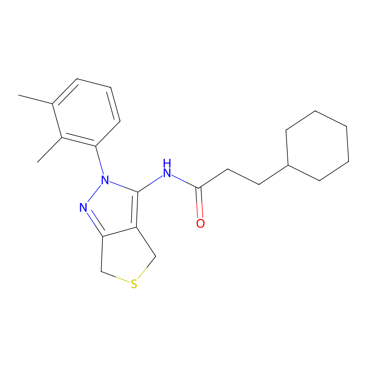3-cyclohexyl-N-[2-(2,3-dimethylphenyl)-4,6-dihydrothieno[3,4-c]pyrazol-3-yl]propanamide molecular structure, CAS 450343-79-0
