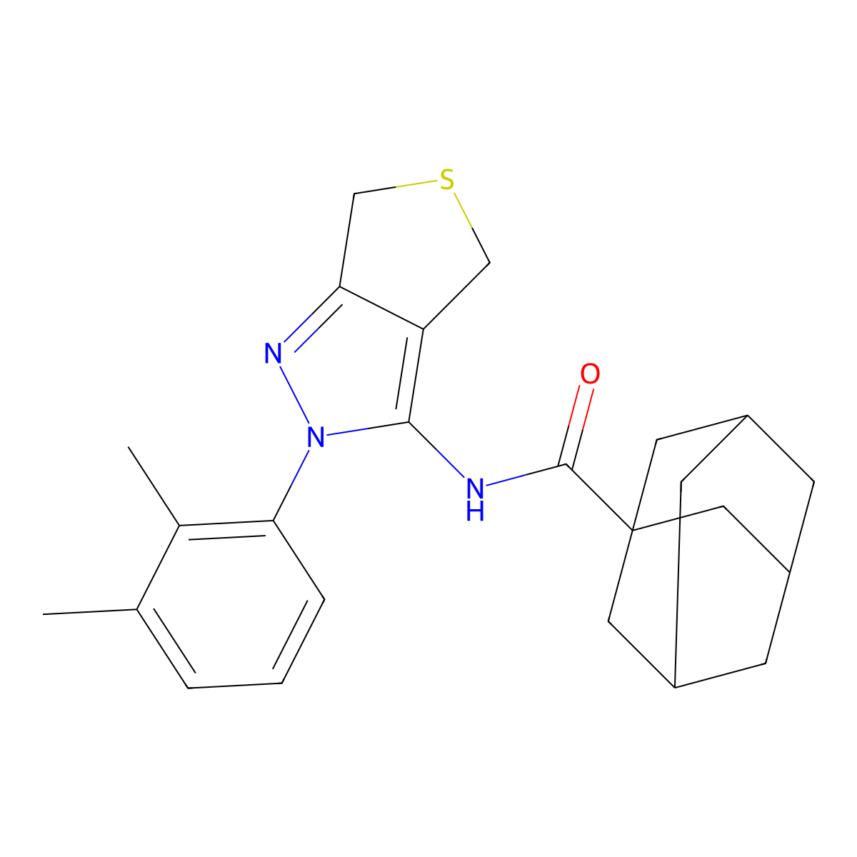 N-[2-(2,3-dimethylphenyl)-4,6-dihydrothieno[3,4-c]pyrazol-3-yl]adamantane-1-carboxamide molecular structure, CAS 450343-80-3