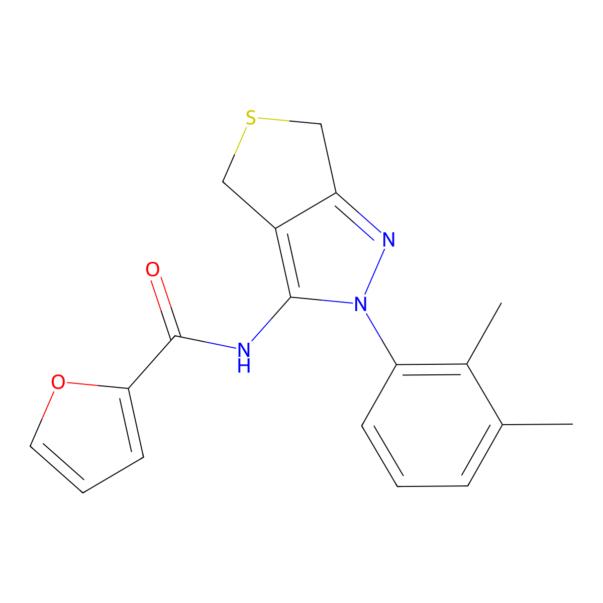 N-[2-(2,3-dimethylphenyl)-4,6-dihydrothieno[3,4-c]pyrazol-3-yl]furan-2-carboxamide molecular structure, CAS 450343-81-4