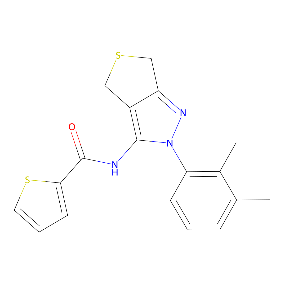 N-(2-(2,3-dimethylphenyl)-4,6-dihydro-2H-thieno[3,4-c]pyrazol-3-yl)thiophene-2-carboxamide molecular structure, CAS 450343-82-5