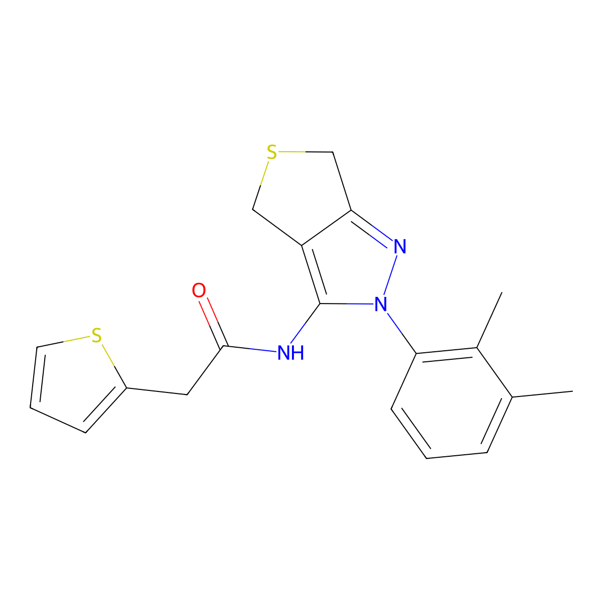 N-(2-(2,3-dimethylphenyl)-4,6-dihydro-2H-thieno[3,4-c]pyrazol-3-yl)-2-(thiophen-2-yl)acetamide molecular structure, CAS 450343-83-6
